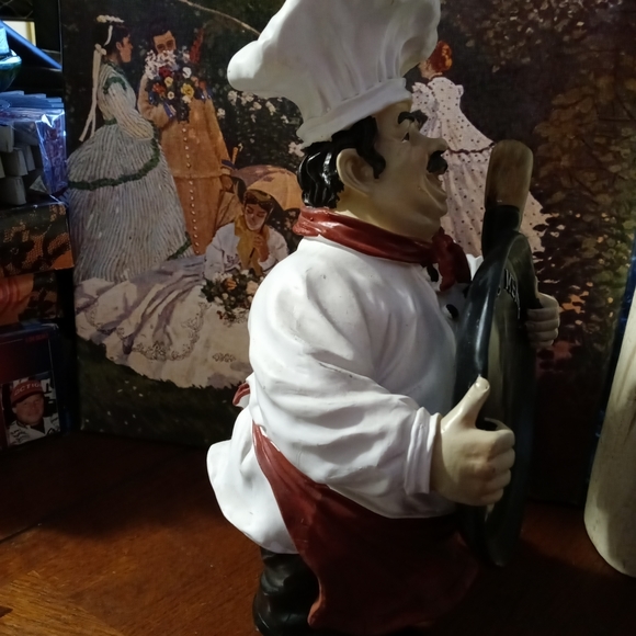 French/Italian Welcome home Chef Statue  🥖Chalkboard Sign,Nice Vintage Gift.🍜 - Picture 7 of 14